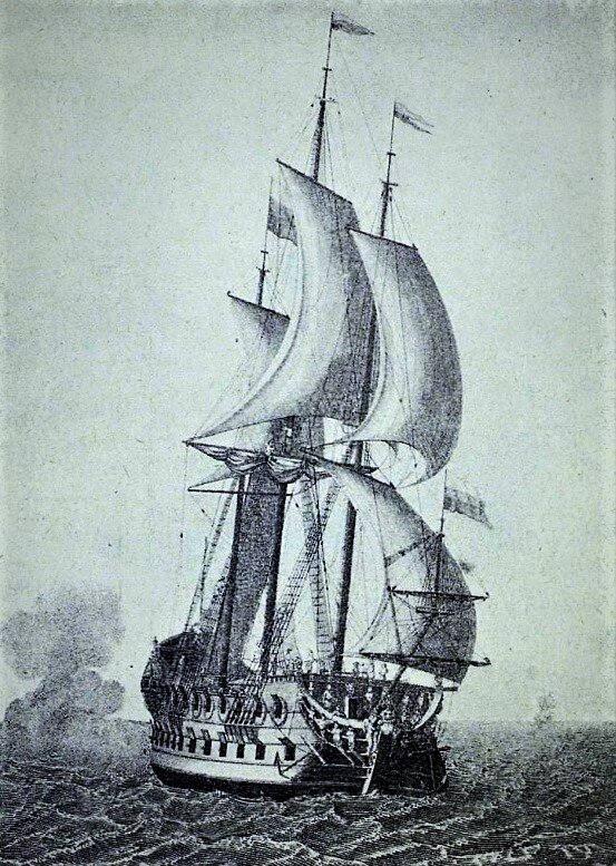 Линейный двухдечный корабль 18 века. Неизвестный художник.
