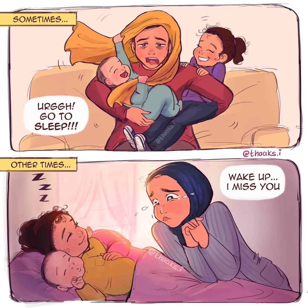 Порой: «Ур-р! Отправляйтесь спать!». В следующий момент: «Проснитесь… Я соскучилась»