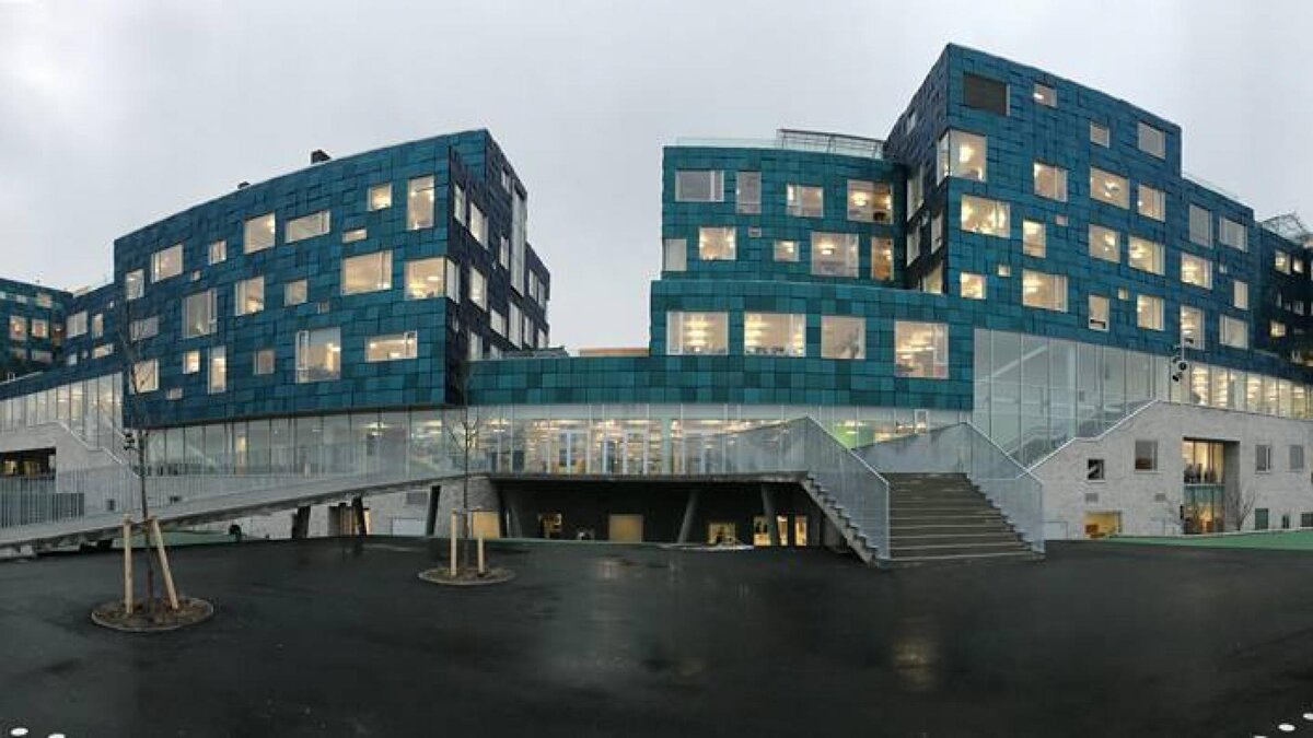 Копенгагенская международная школа фасадная солнечная электростанция 300 МВтч в год