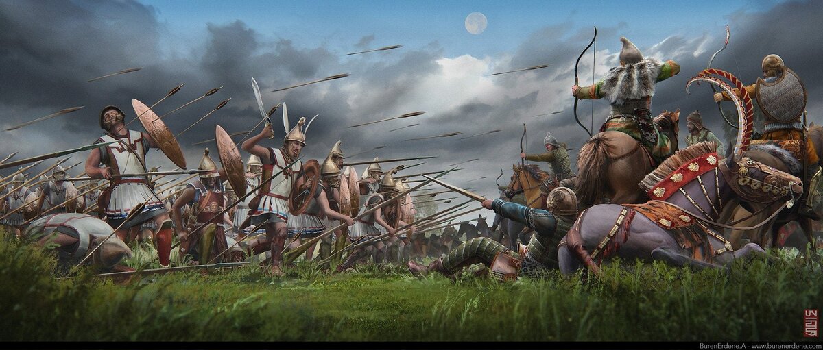 Битва на Яксарте. Иллюстратор: BurenErdene Altankhuyag