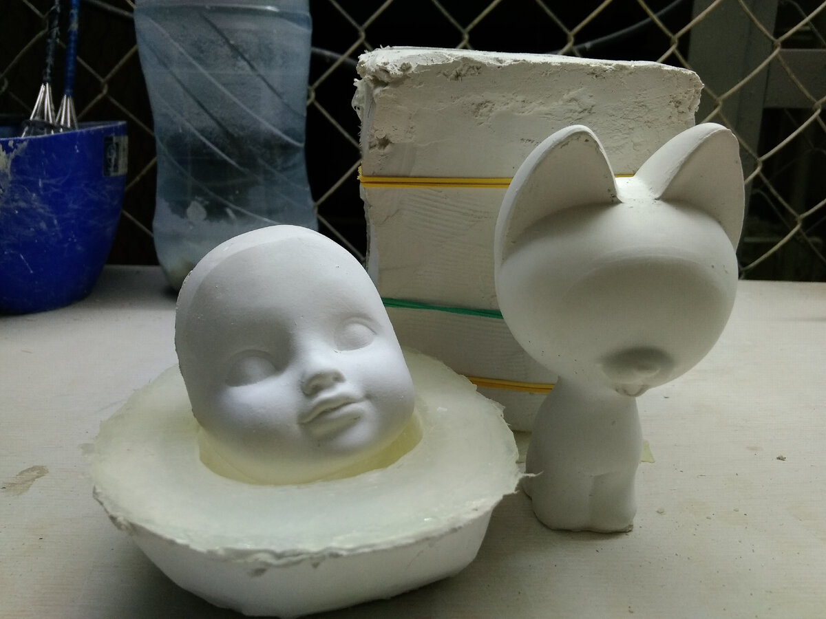 Личико для изготовления Тедди-долл и гипсовая фигурка для раскрашивания. 