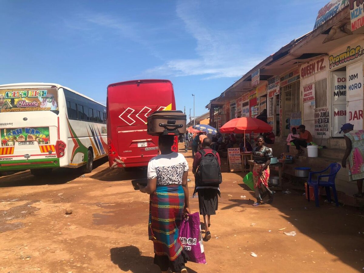 Муанза - автобусный вокзал близ озера Виктория. Чёрная пантера и Чемодан на колесиках.