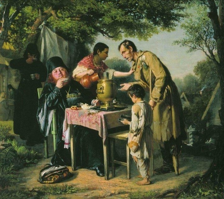 художник Василий Перов «Чаепитие в Мытищах, близ Москвы», 1862 год