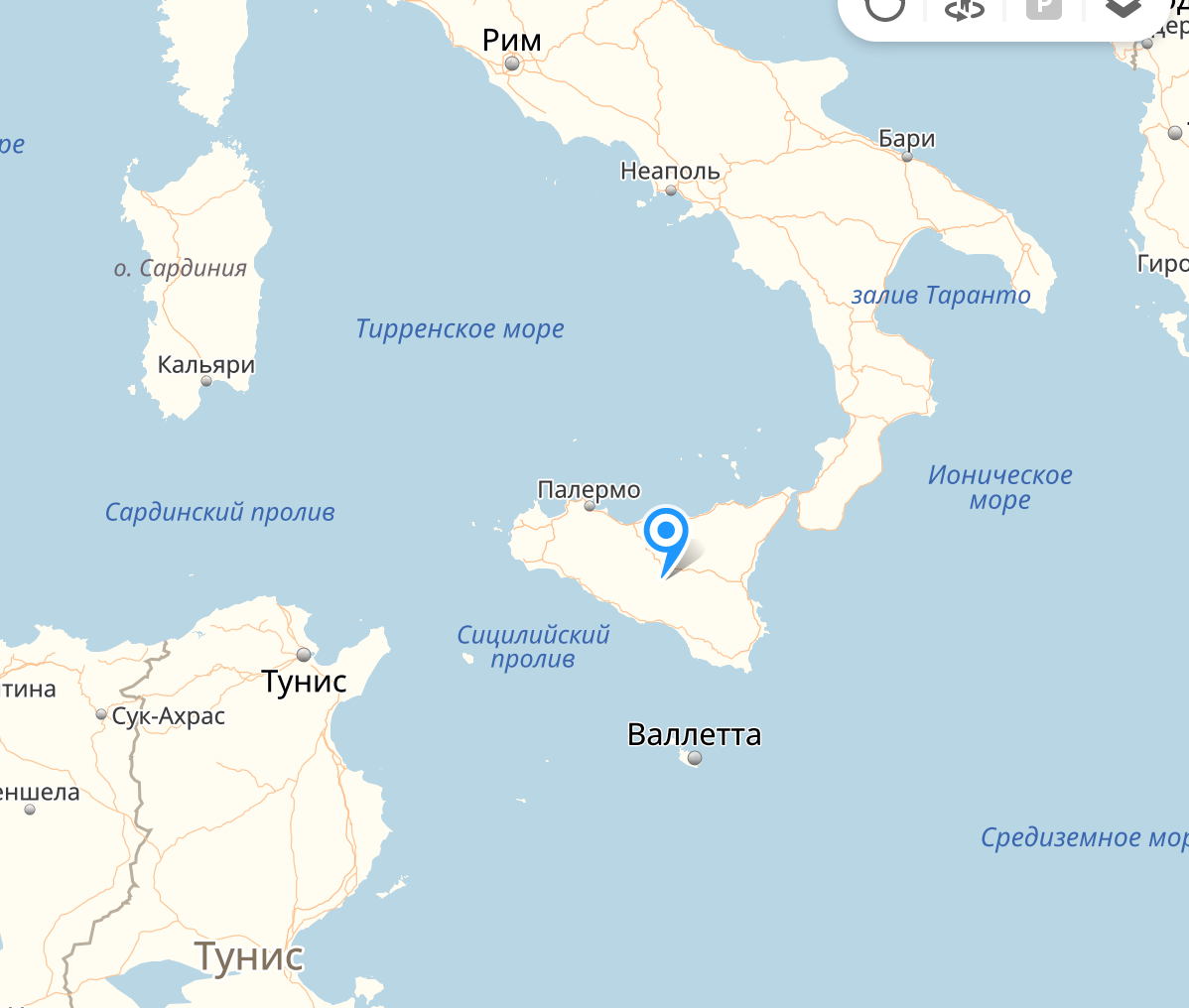 Сицилия находится практически на одной высоте с Тунисом