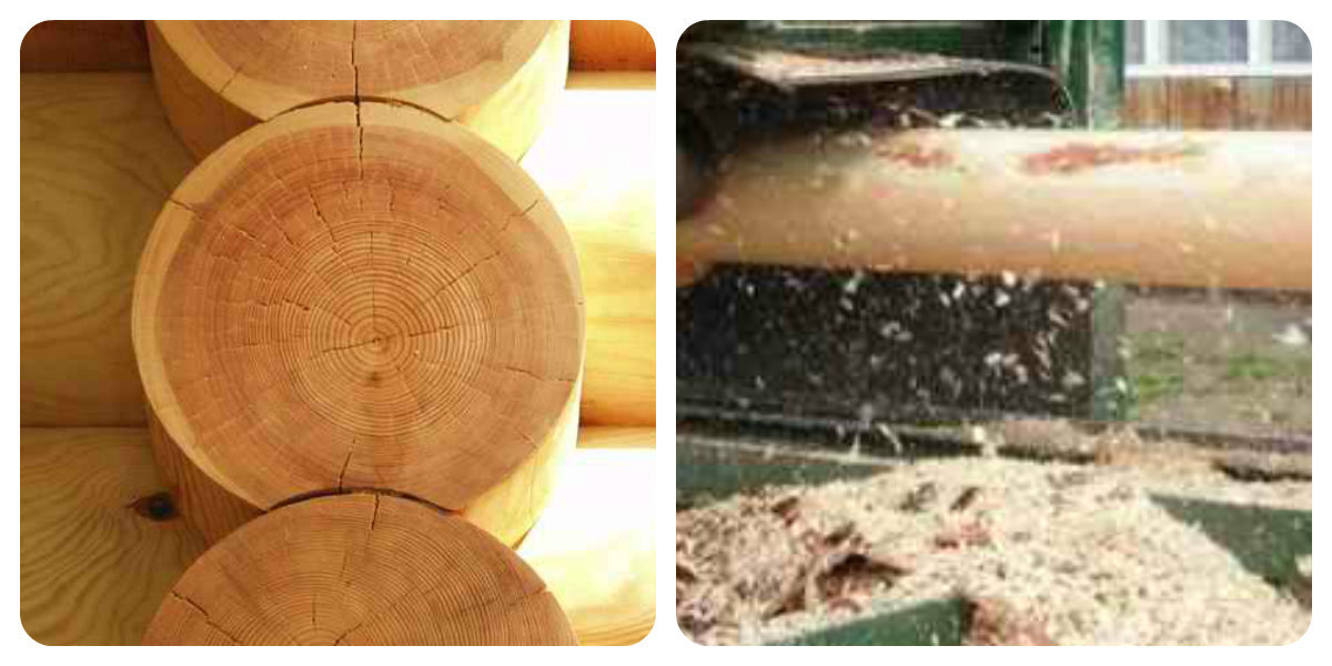 слева - само ОЦБ уже в качестве стены, справа - процесс оцилиндровки на станке