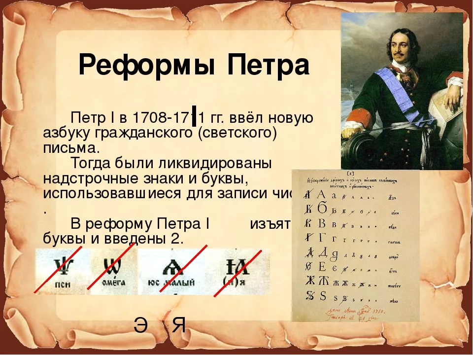 В каком году указом. Новый алфавит при Петре 1. Реформа гражданского алфавита Петр 1. Алфавит при Петре 1 и до Петра. Азбука при Петре 1.