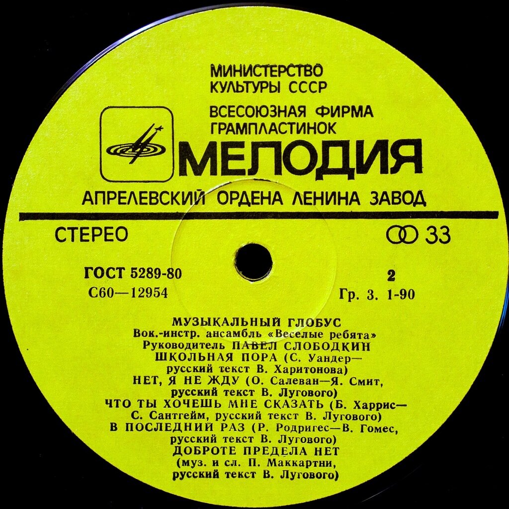 Веселые ребята - музыкальный Глобус LP