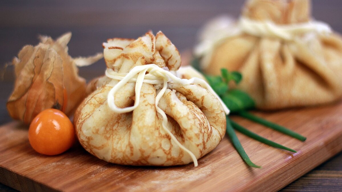 Блины мешочки с начинкой