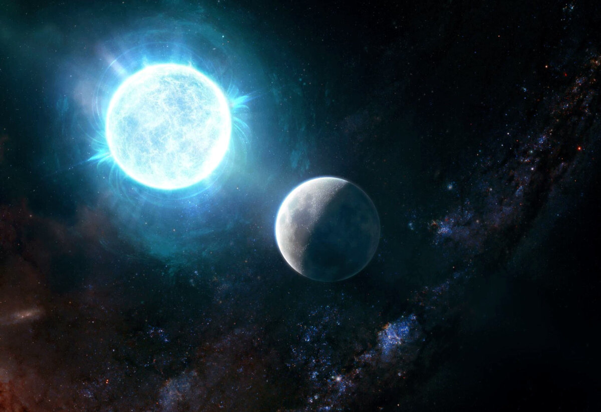 Обладая диаметром около 4200 километров, недавно открытый белый карлик (слева на этой иллюстрации) чуть больше Луны (справа). Фото: Giuseppe Parisi