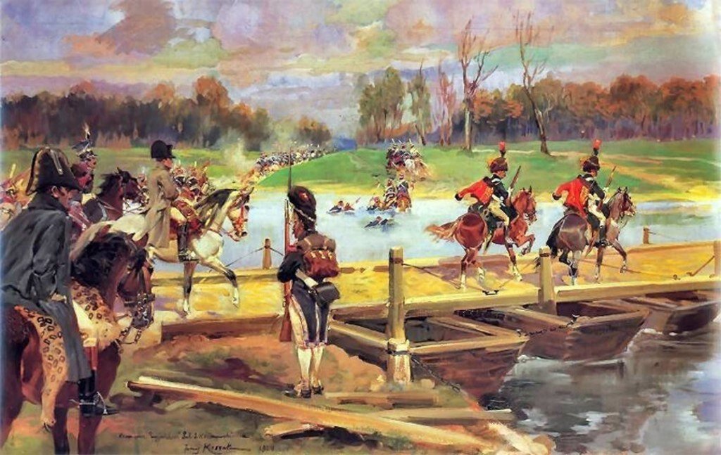Наполеон нашествие 1812. Коссак Березина 1812. Переправа армии Наполеона через реку Неман.