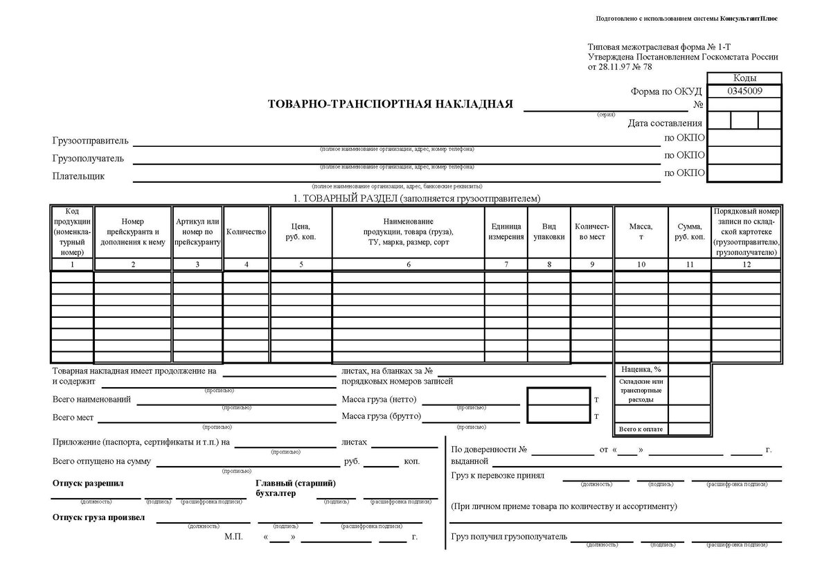 Товарно-транспортная, товарная, и транспортная накладная: правила  заполнения | Уголок бухгалтера и аудитора | Дзен