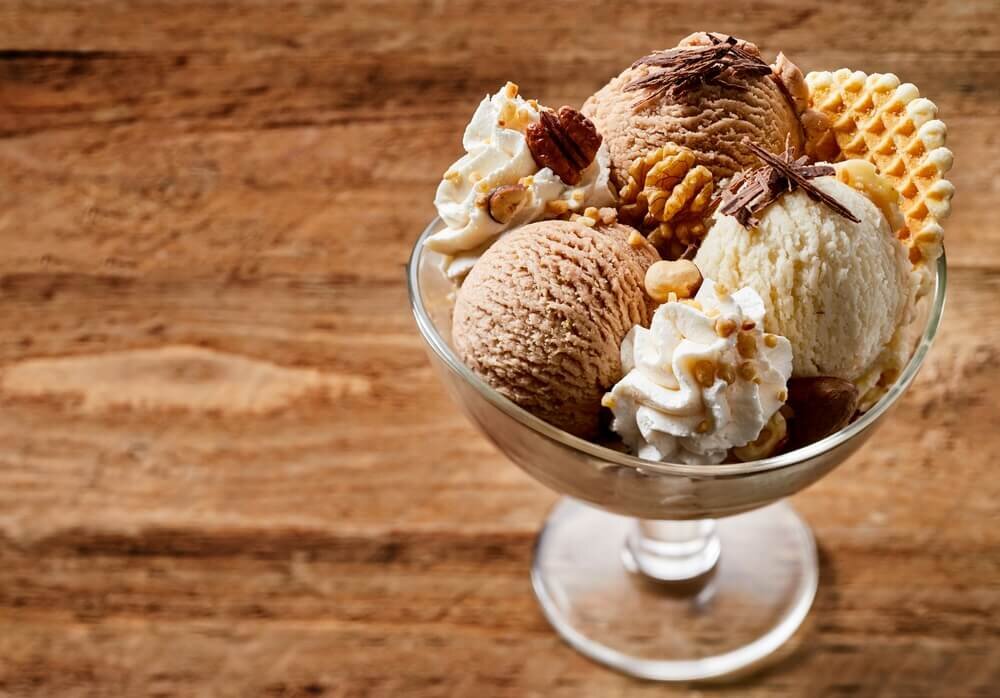 Ice Cream with Nuts background