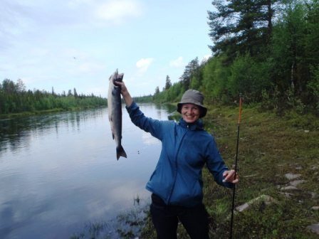 В реке обитают щука, окунь, хариус, форель, заходит кумжа и горбуша раз в два года. Но главное – в большом количестве здесь идет семга. Эта мясистая рыба отправляется из моря на нерест, ведет себя агрессивно, и всю рыбу мельче себя выгоняет с фоватера реки к берегу. Поэтому все, что «не семга», ловится вдоль берега, за исключением крупных щук, которые  семгу не боятся.