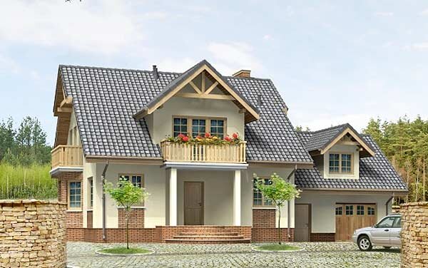 Уютный дом для семьи из 3-4 человек, польский проект Perełka  - Жемчужина.