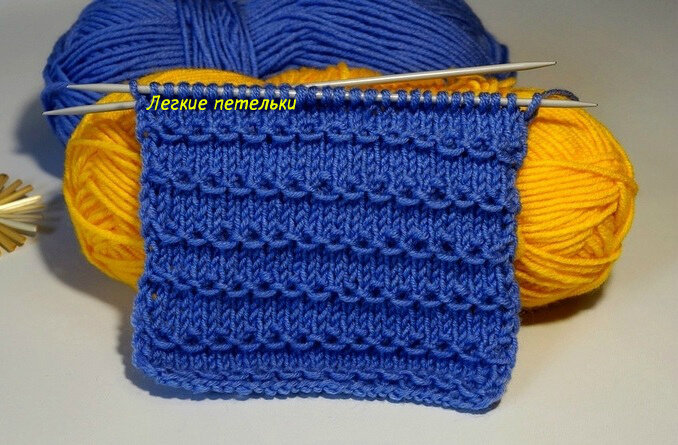 Узор спицами Легкие петельки