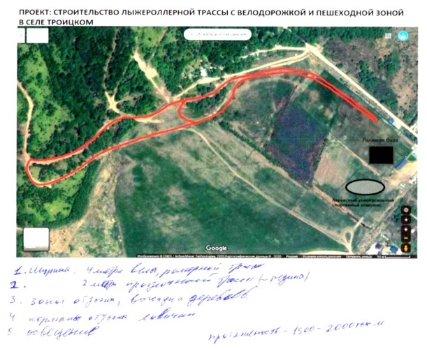 Проект лыжероллерной трассы в селе Троицкое. Фото: pib.sakhminfin.ru