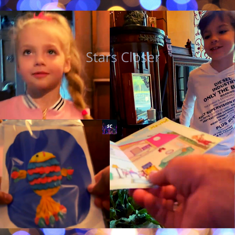 Открытка от Гарри и рыбка для папы от Лизы