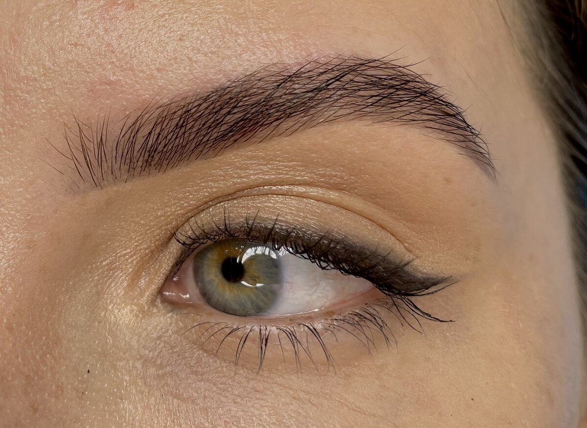 Результат процедуры бережного ламинирования бровей 