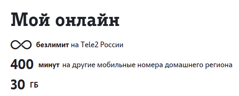 Тариф Мой онлайн с параметрами для Москвы и области.