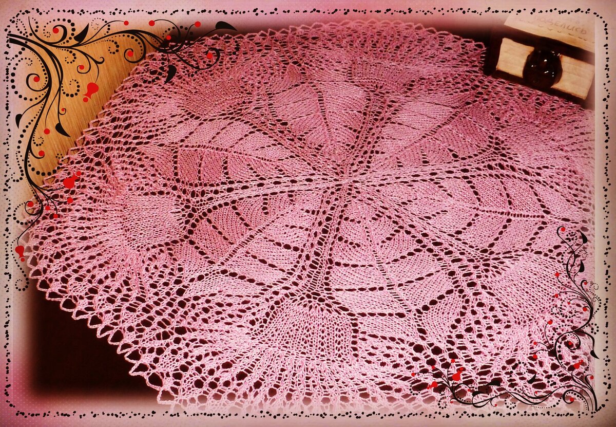  Салфетка "Одуванчики", связана автором статьи спицами по схеме из интернета