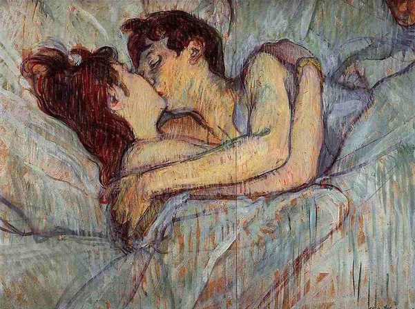 Анри де Тулуз-Лотрек - Поцелуй в постели (1892), частная коллекция, США