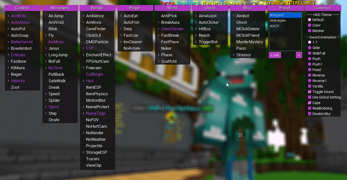 Меню чита Flux b13