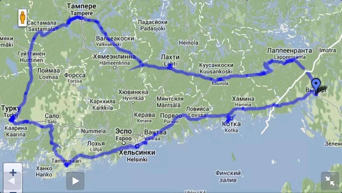 Маршрут путешествия по Финляндии