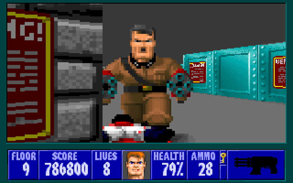 Wolfenstein 3D был одним из первых шутеров от первого лица и вида из глаз, но игра также прославилась шумихой вокруг неё, а всё дело в том что ID Software использовали фашистскую символику и тематический марш, за что удостоились жесткой критике и ограничениям в ряде стран - в том числе и Германии! 