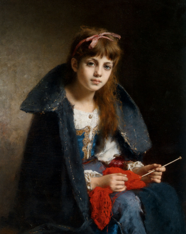 "Девочка с вязаньем в руках", 1890