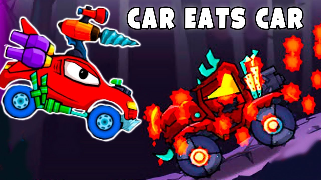 Машина Ест Машину Дриль Пушка и Атака Хищных Машинок - Игра как Мультик Car  Eats Car