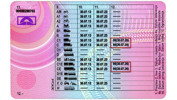 Код 95 вписанный в права