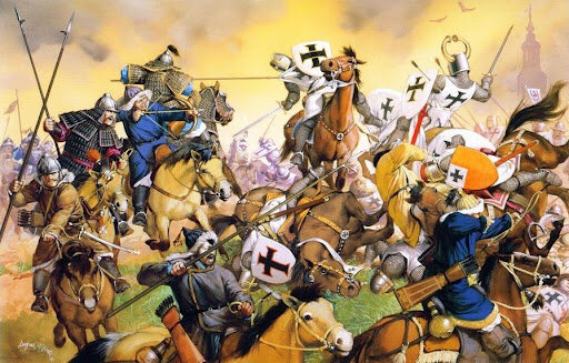 Монголы против тевтонов. Современный рисунок.