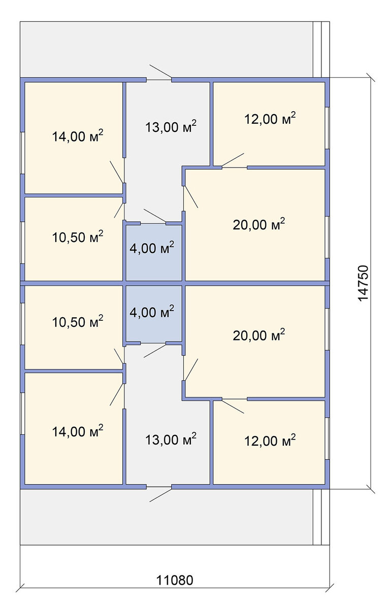 Дом на две семьи 147 кв. м., план помещений