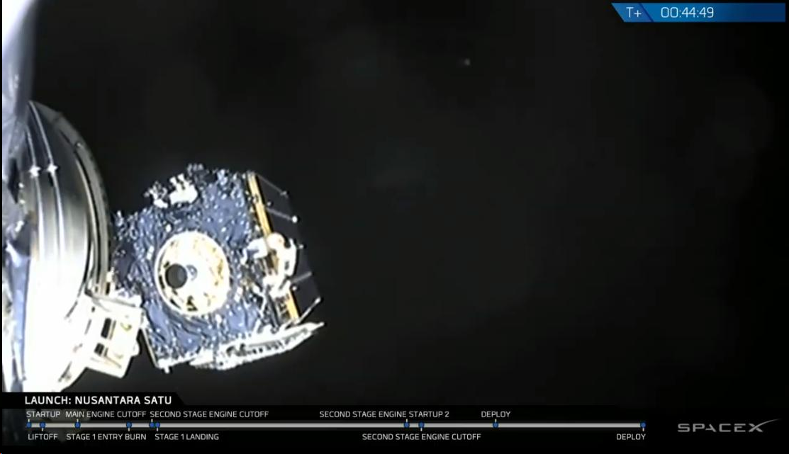  Фото: Индонезийский спутник “Nusantara Satu”. Фото из трансляции запуска (С) SpaceX