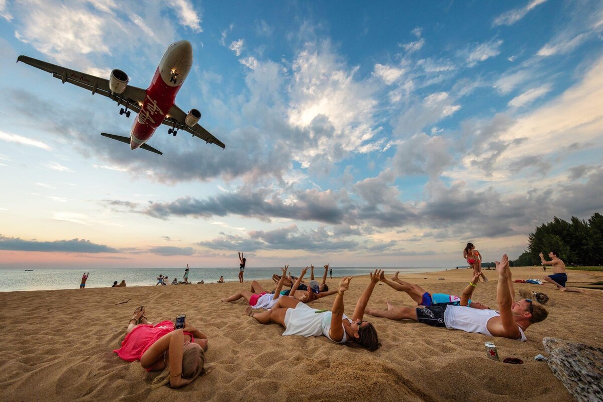 пляж пхукет самолеты