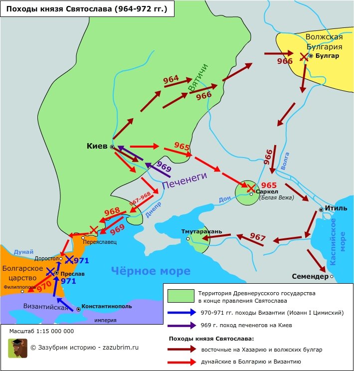 Какие походы совершил. Поход Святослава на Дунайскую Болгарию карта. Походы Святослава Игоревича карта. Походы князя Святослава в Дунайскую Болгарию. Карта поход Святослава на Хазар.