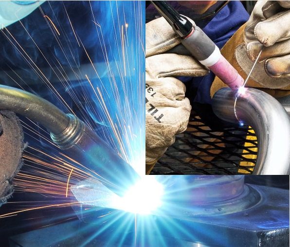 MIG и TIG процессы сварки в инертном газе. Коллаж