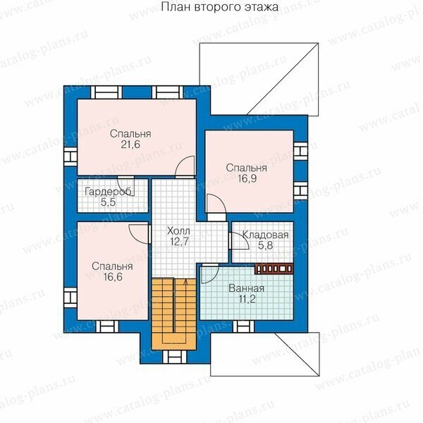 План второго этажа. Источник изображения catalog-plans.ru.