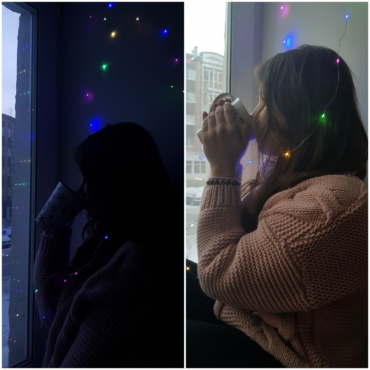 Обе фотографии сделаны в одно и то же время суток.