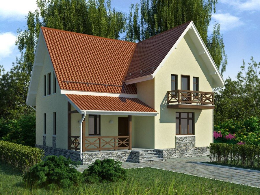 Загородный коттедж из пеноблоков.