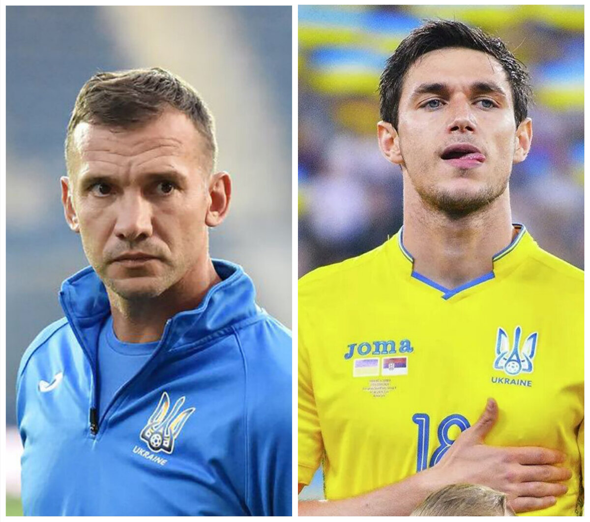 Главный тренер сборной Украины Андрей Шевченко и нападающий клуба "Гент" Роман Яремчук