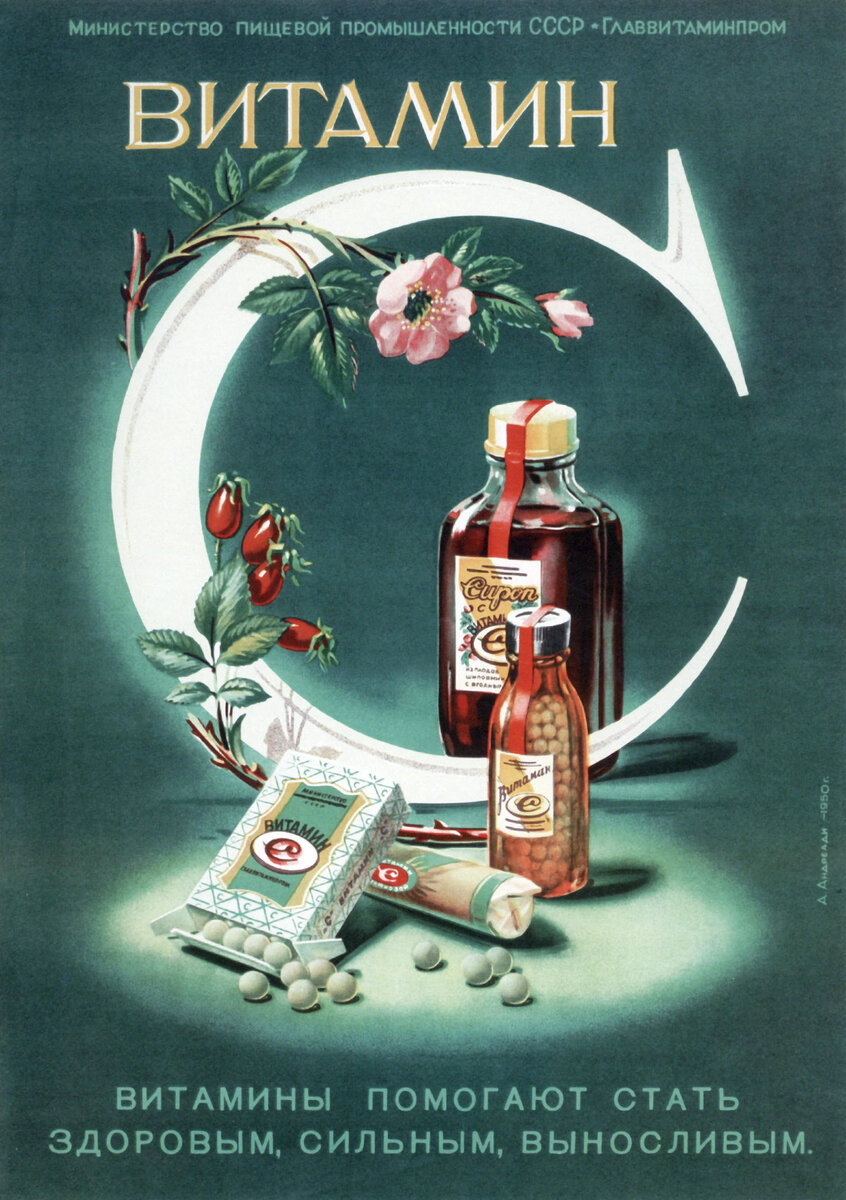 Советский плакат, посвященный витаминам