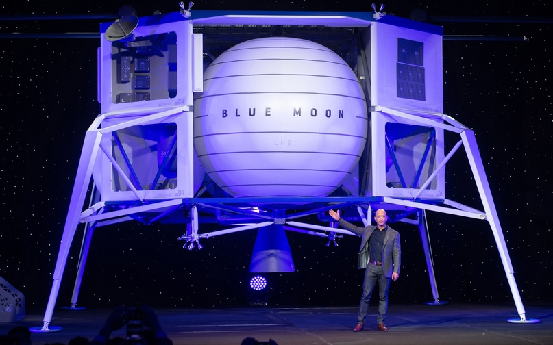 Презентация лунного посадочного модуля Blue Moon от Blue Origin, Вашингтон, 2019 год. Фото: Saul Loeb / AFP. Источник: www.nbcnews.com