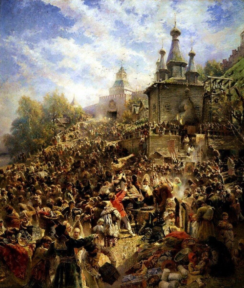 Картина Маковского "Воззвание Минина". Холст, масло.