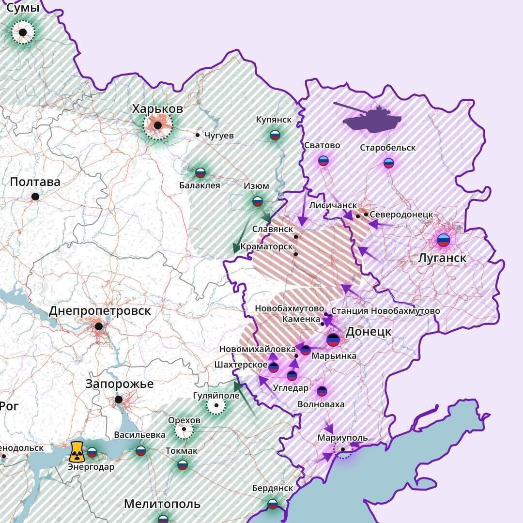 Карта украины с областями и городами на русском с границами боевых действий