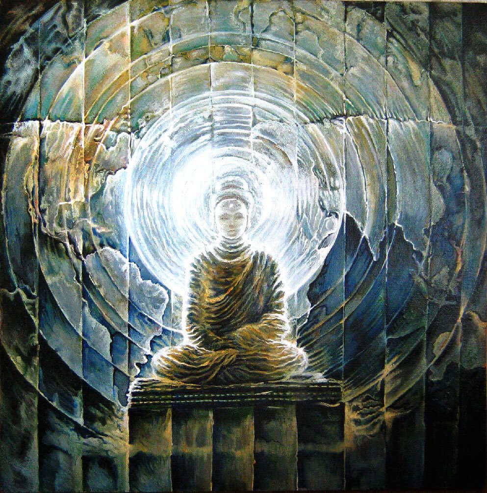 Кармическая проработка. Будда просветление арт. Просветление Будды. Просветление живопись. Медитация просветление.