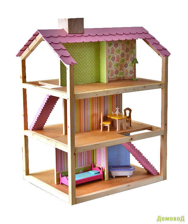 Кукольный домик с мебелью и куклами игрушечный складной