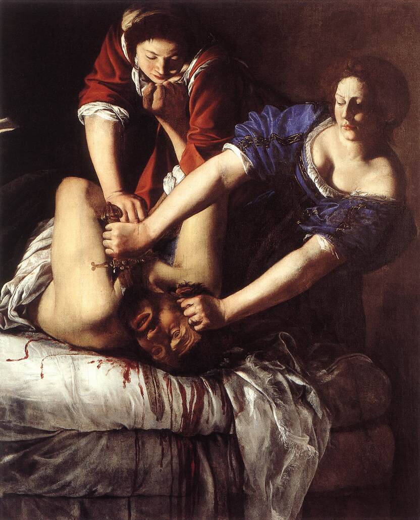 Артемизия Джентилески, «Юдифь, обезглавливающая Олоферна», (1612-13).
