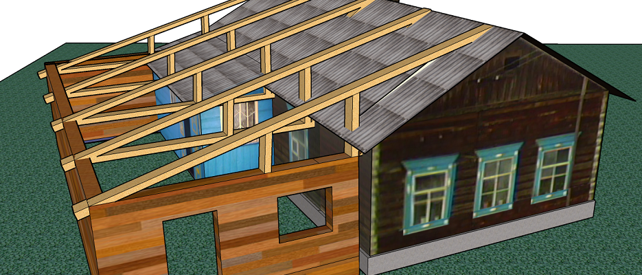 Строительство пристройки к деревянному дому
