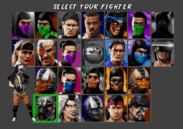 Выбор персонажа Ultimate Mortal Kombat 3